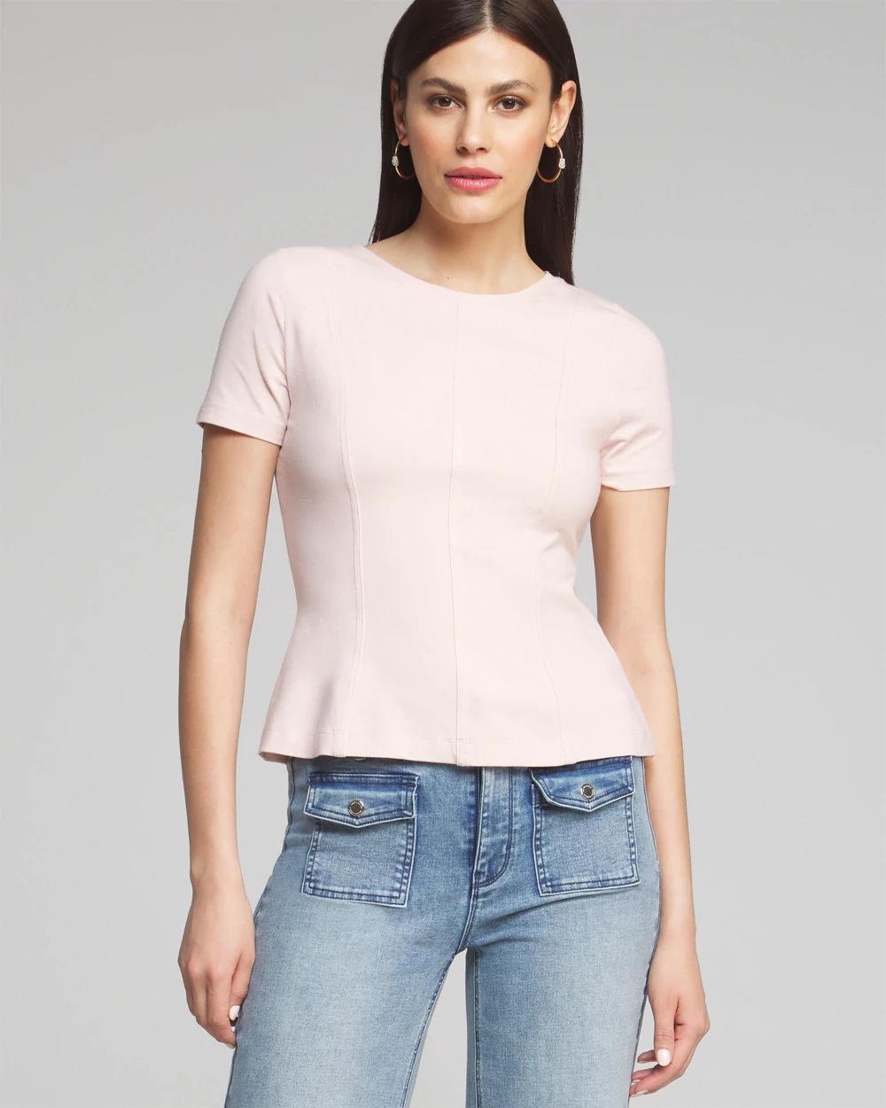 Short sleeve peplum tee clearance